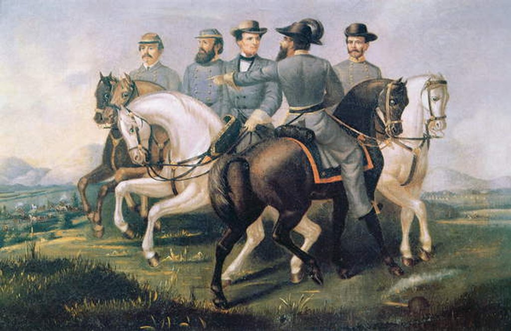 Detail of President of the Confederate States during the American Civil War, with his generals by American School