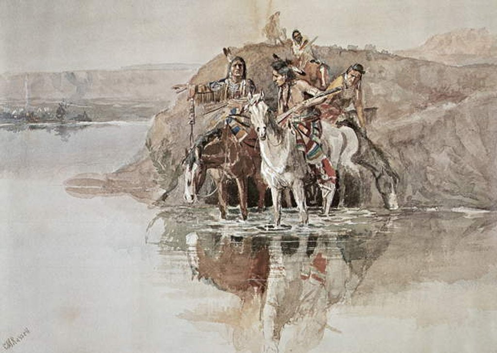 Detail of Native American 'War Party' by Charles Marion Russell