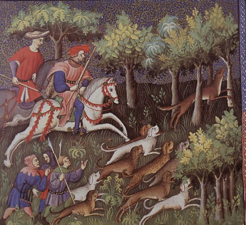 Detail of Medieval aristocrats hunting foxes by English School