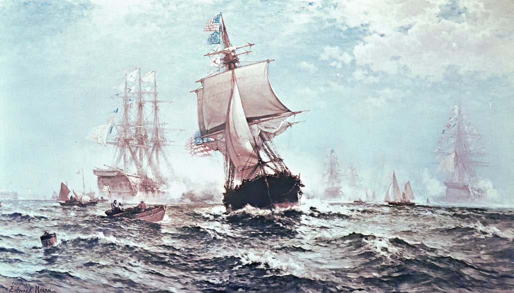 Detail of First recognition of the Stars and Stripes, 14th February 1778 by Edward Moran