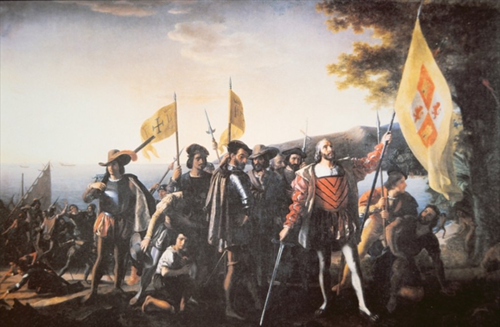 Detail of The Landing of Columbus in America in 1492 by John Vanderlyn