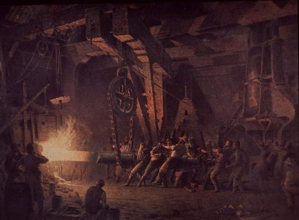 Detail of West Point Gun Foundry, forging the shaft, c.1867 by John Ferguson Weir