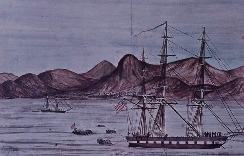 Detail of Mexican-American War, US navy landing forces at Loreto, 1847 by American School