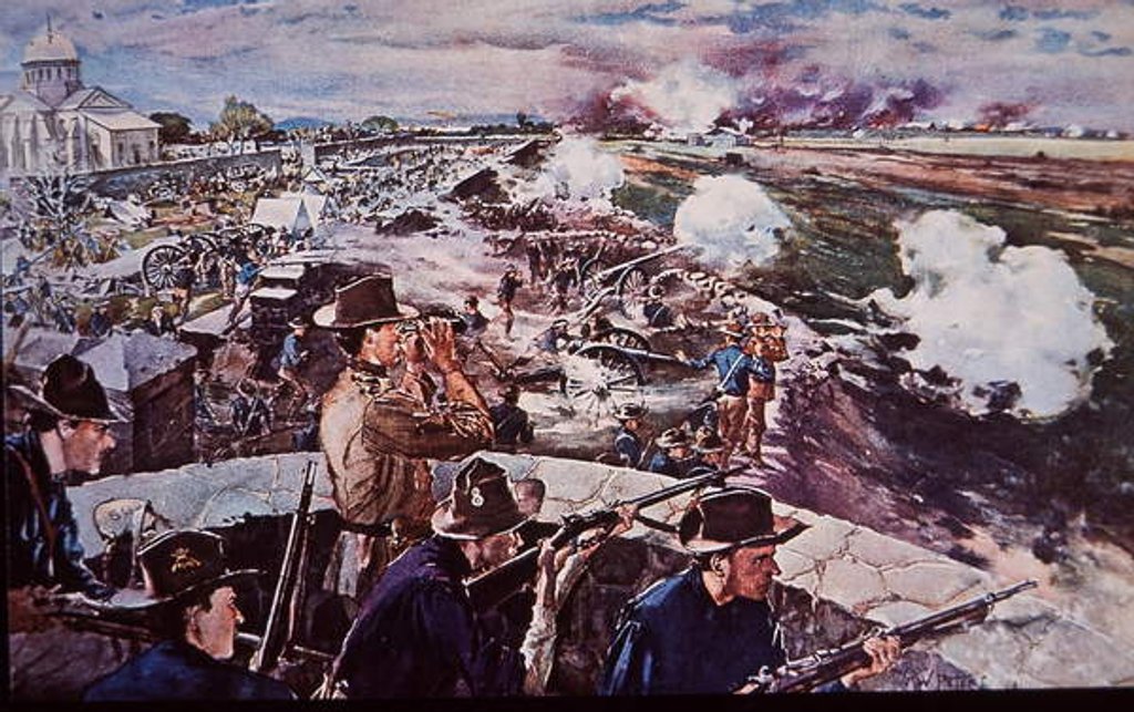 Detail of Spanish-American War 1898, US artillery in action in Philippines by G. W. Peters