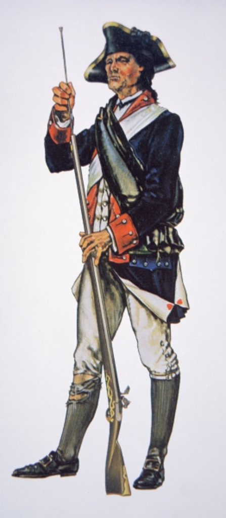 Detail of American War of Independence soldier of the Pennsylvania State Regiment by School American