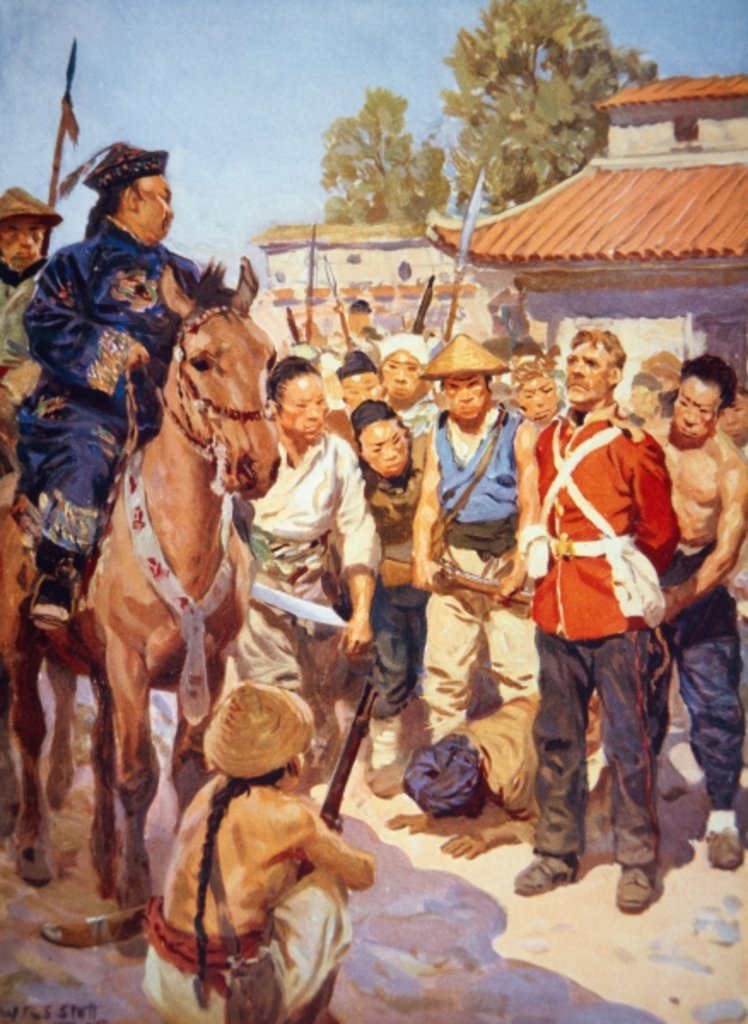 Detail of Rebels capture a British soldier during the Taiping Rebellion in China by W. R. S Scott