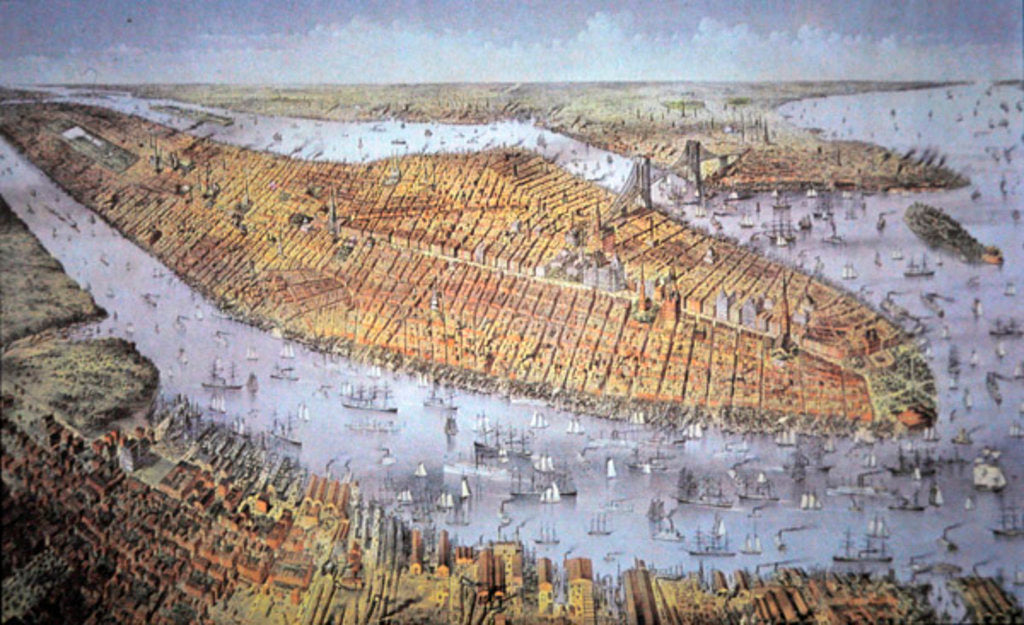 Detail of Manhattan Island, 1884 by American School