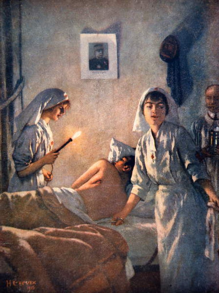 Detail of French nurses tend wounded soldiers, 1915 by Henri Gervex