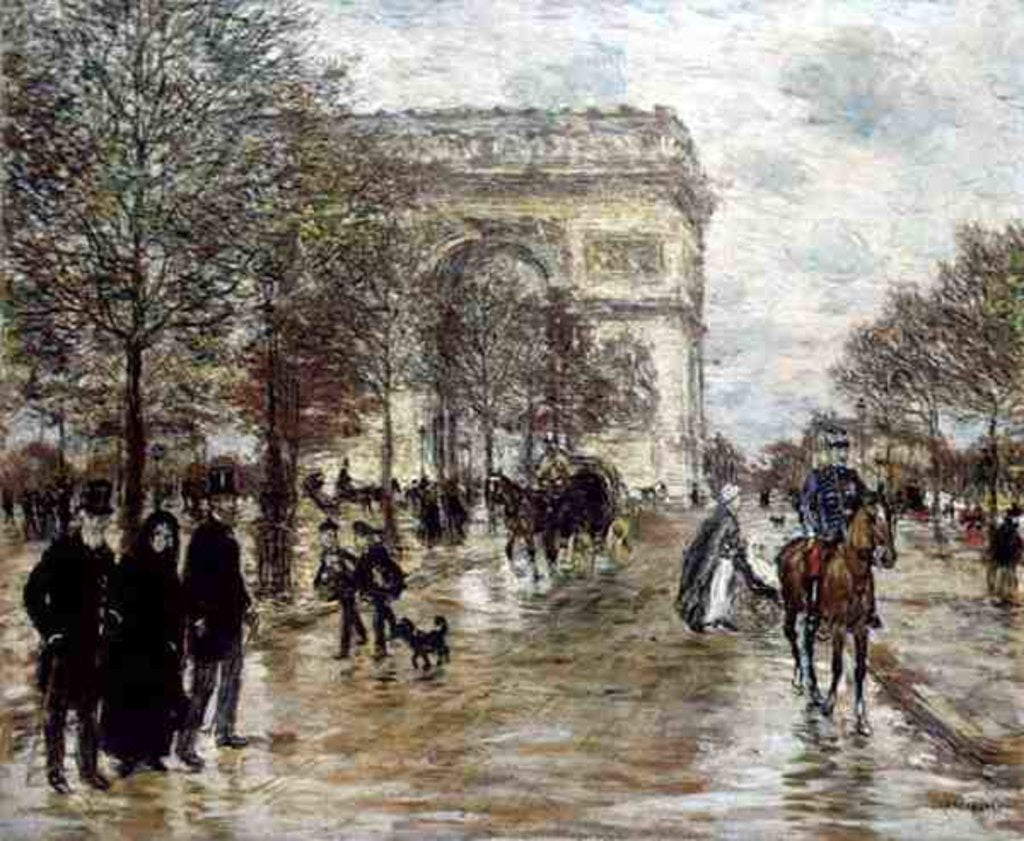 Detail of Les Champs Elysees, L'Arc de Triomphe by Jean Francois Raffaelli