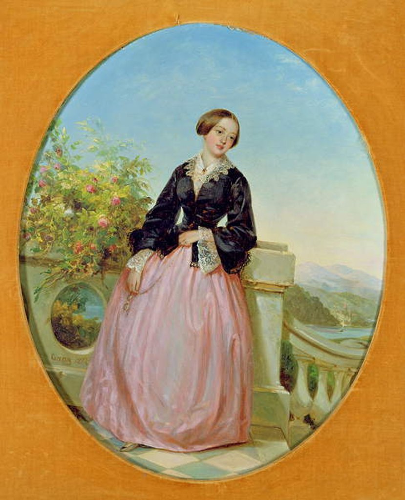 Detail of A Young Woman on a Balcony, 1854 by Louis Lang