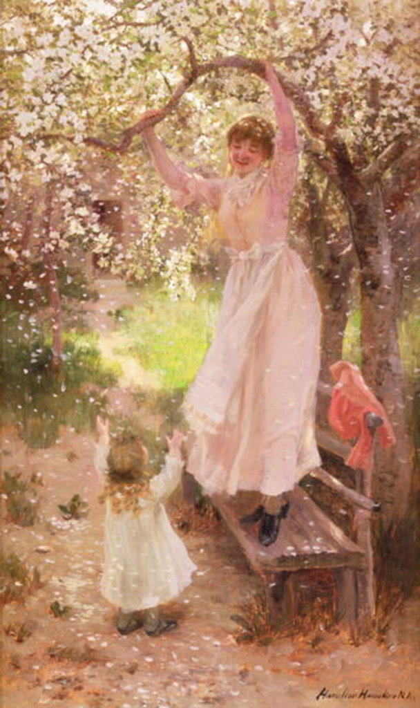 Detail of Falling Apple Blossoms by Hamilton Hamilton