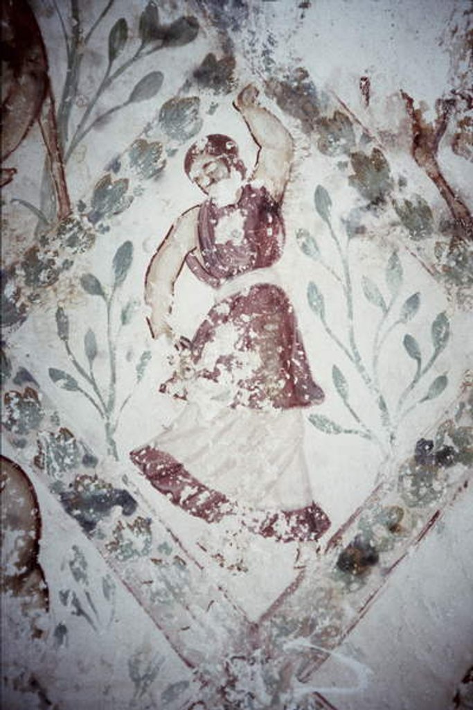 Detail of Fresco depicting a female dancer by Syrian School