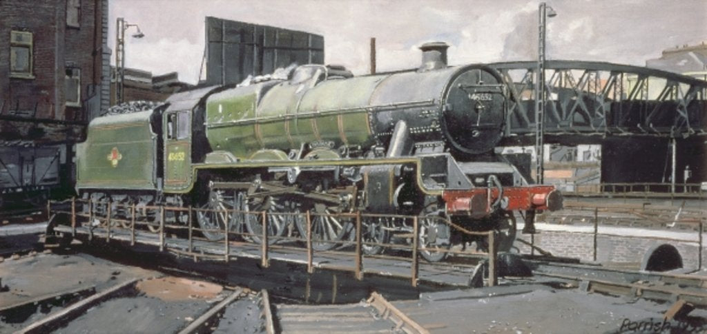 Detail of Jubilee Turnaround, Hawke 45652 Jubilee Class Locomotive on Camden turntable, London by Kevin Parrish