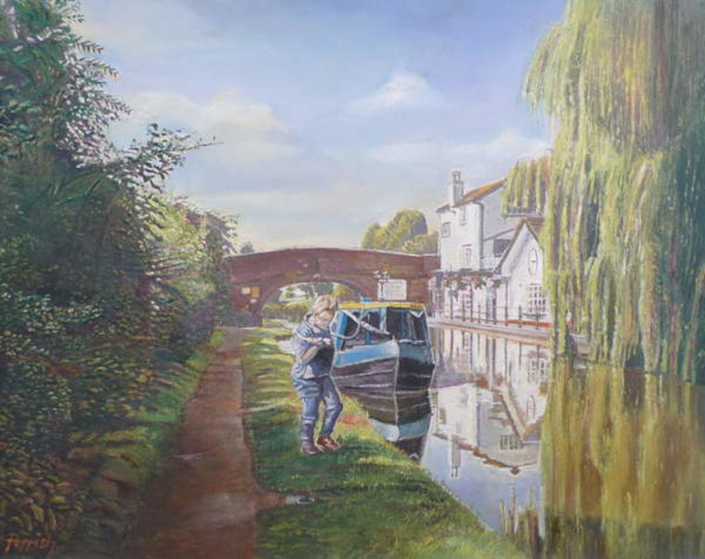 Detail of Woman hauling butty boat, 2008 by Kevin Parrish