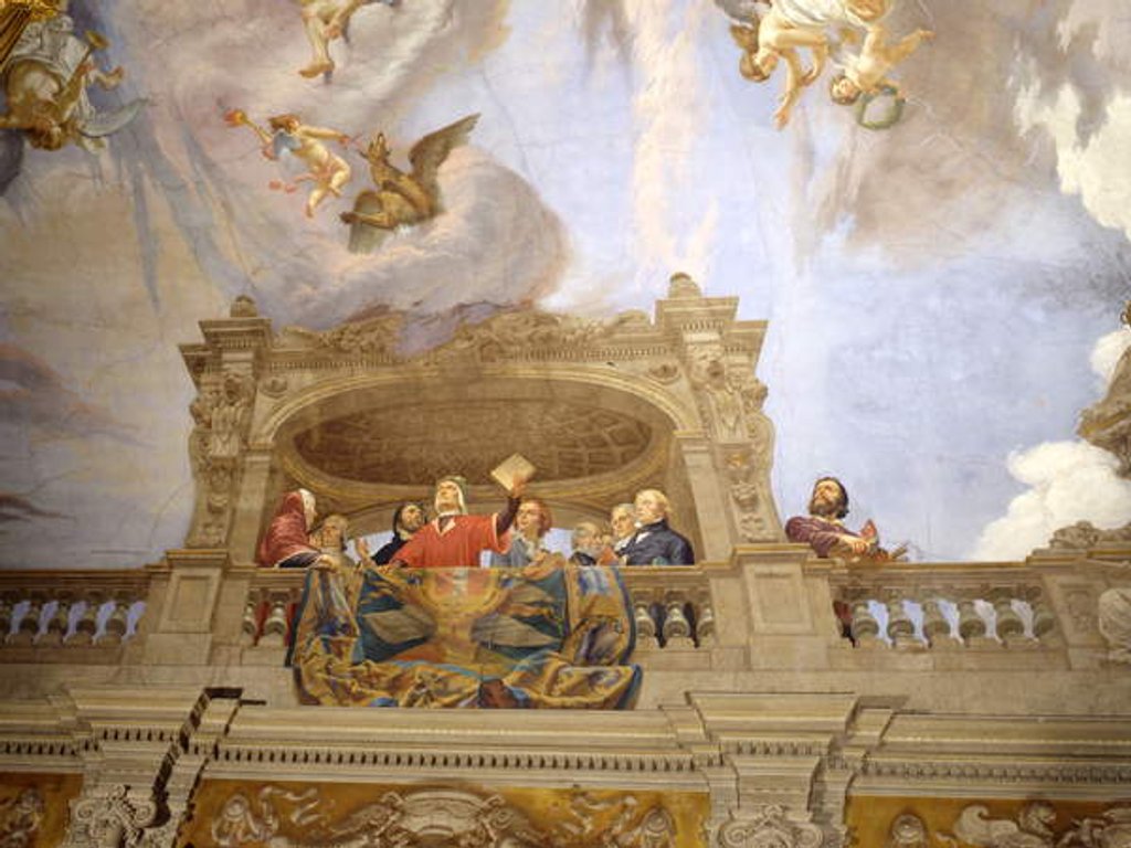 Detail of Dante, Petrarch, Cola di Rienzo, A. da Brescia and Vittorio Alfieri by Cesare Mariani