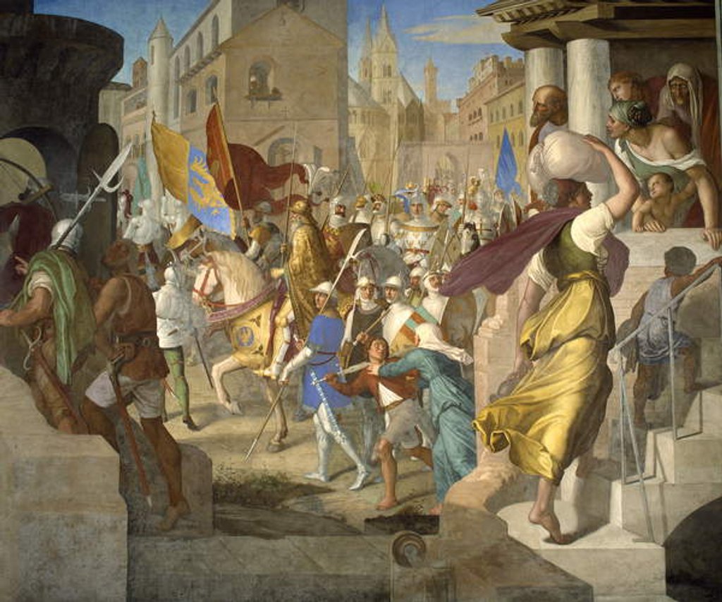 Detail of The army of Charlemagne in Paris by Julius Schnorr von Carolsfeld