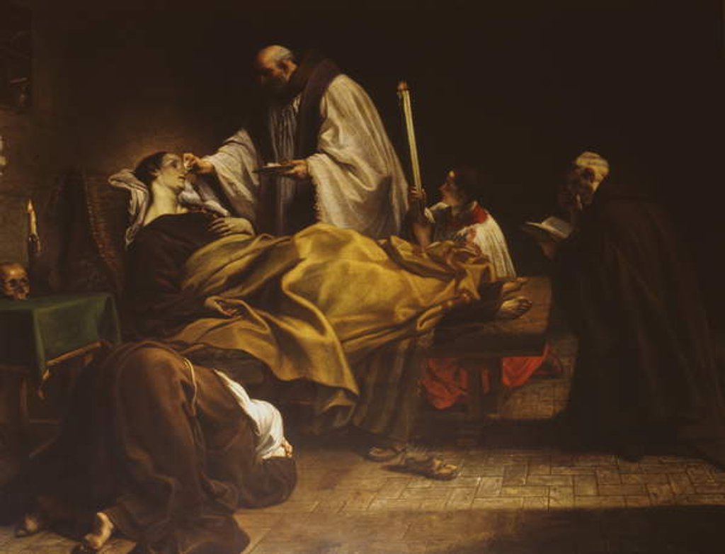 Detail of The Death of Saint Margaret of Cortona by Marco Benefial