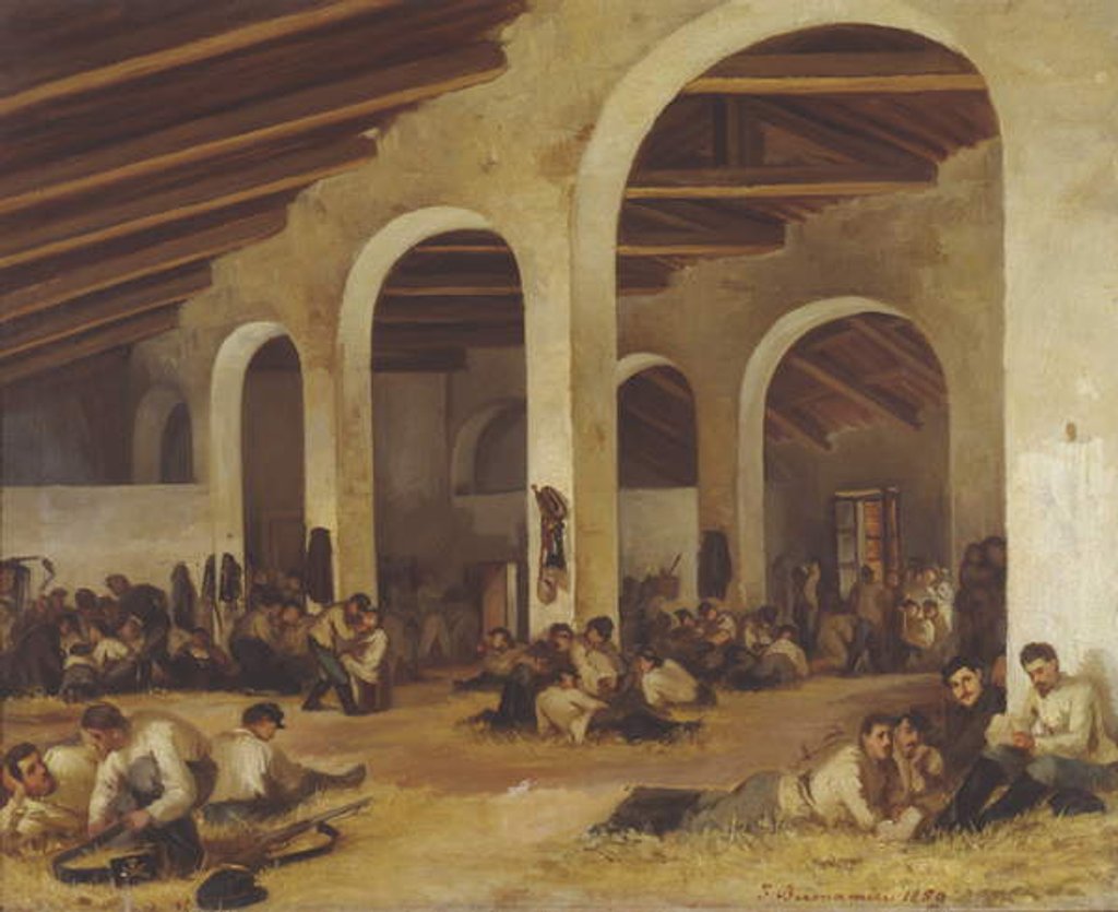Detail of A Barracks in Modena, 1859 by Ferdinando Buonamici