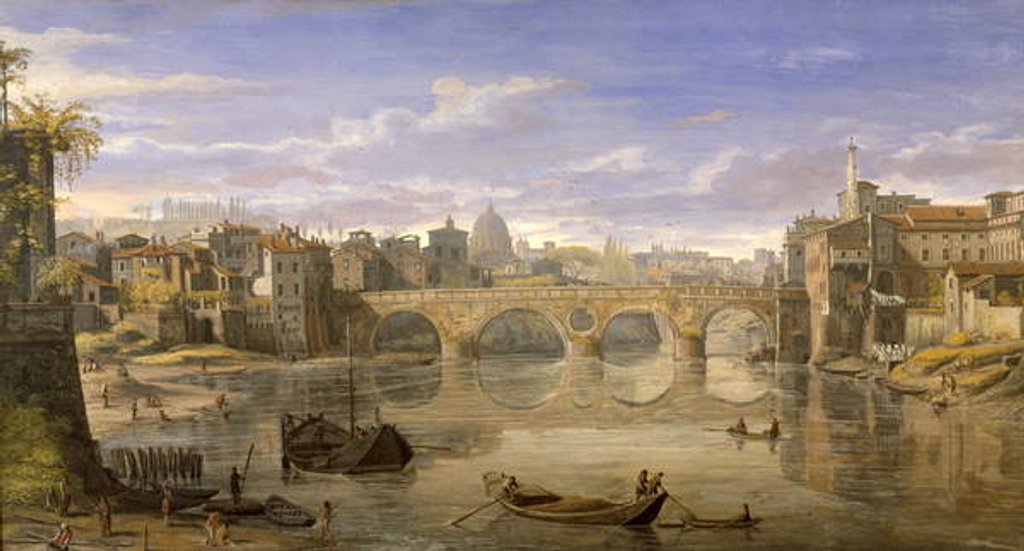 Detail of Ponte Sisto, Rome by Gaspar van Wittel