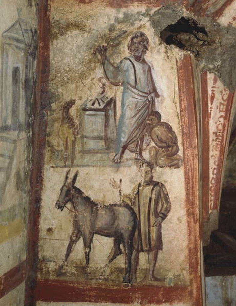Detail of The Sacrifice of Isaac, Catacombs of Via Latina, Rome by Paleo-Christian