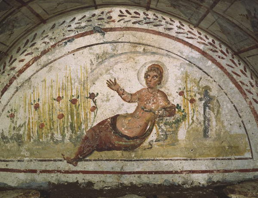 Detail of Wall painting from the Catacombs of Via Latina, Rome by Roman Roman