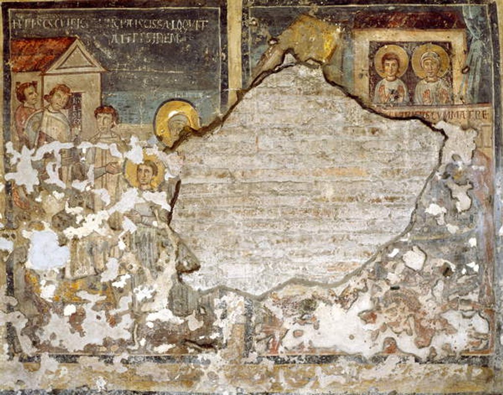 Detail of Damaged fresco from Santa Maria Antiqua, Rome by School Italian