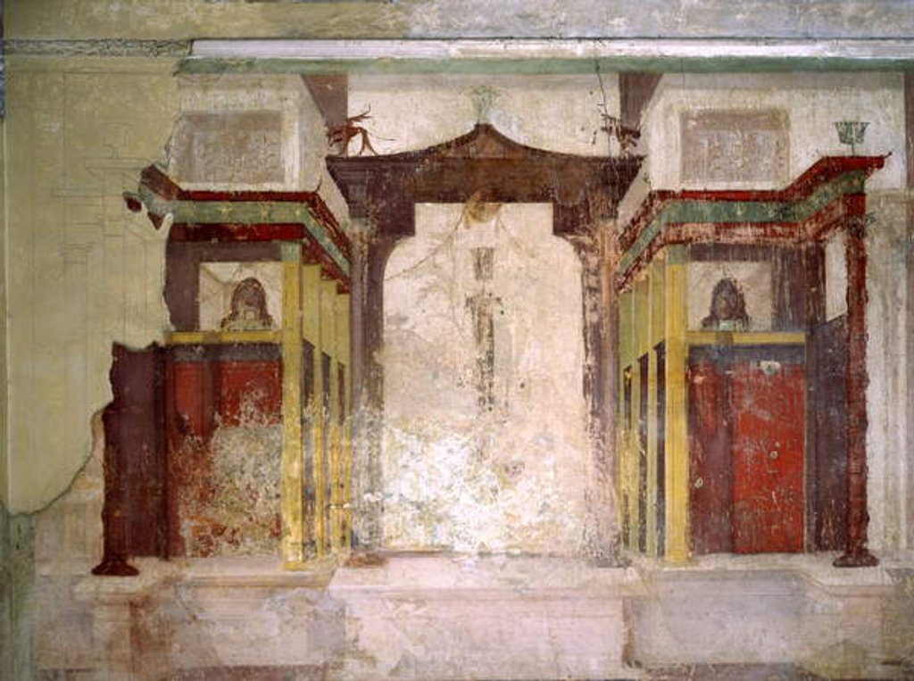 Detail of South wall of the Room of the Masks, House of Augustus, Palatine Hill, Rome by Roman Roman