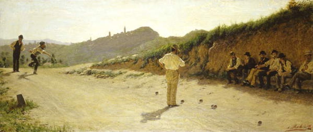 Detail of The game of bowls by Angelo Morbelli