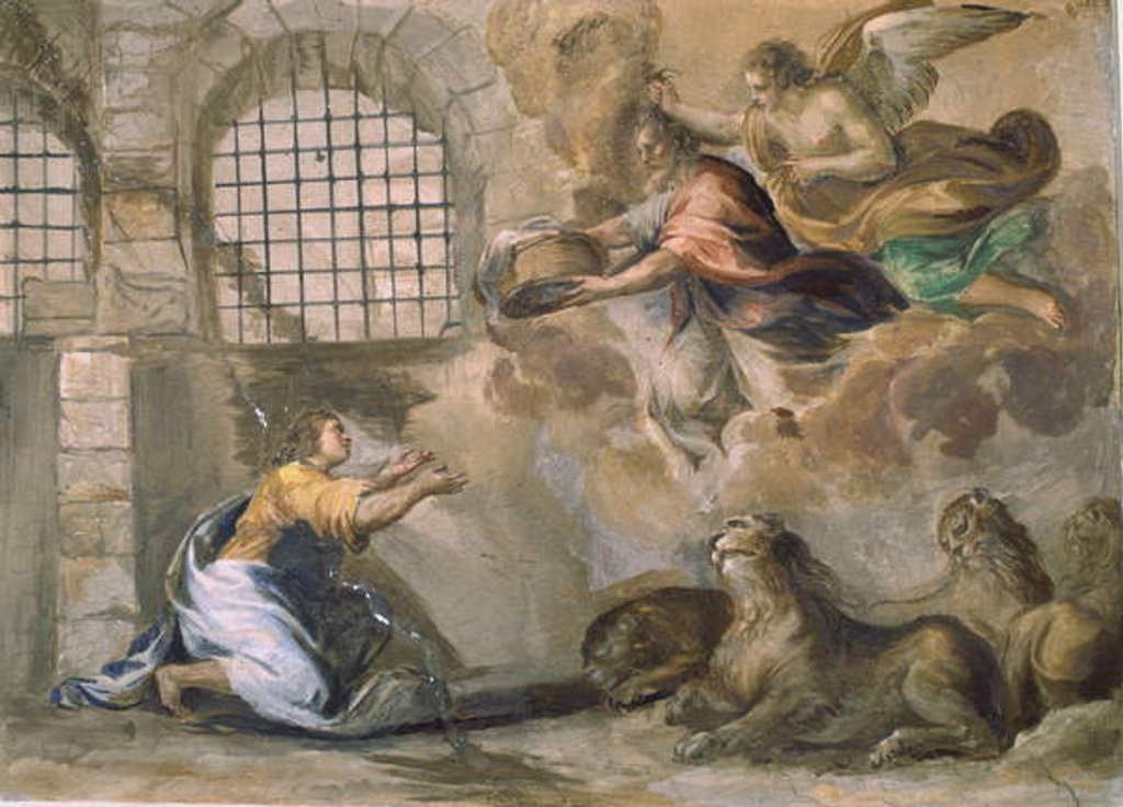 Detail of Daniel in the Lions' Den is fed by Habbukuk by Francesco Allegrini