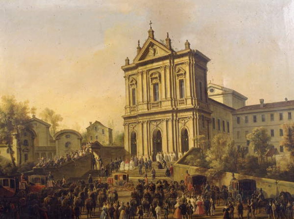 Detail of Pope Gregory XVI's visit to the church of San Gregorio al Celio, c.1831-47 by Lorenzo Scarabellotto