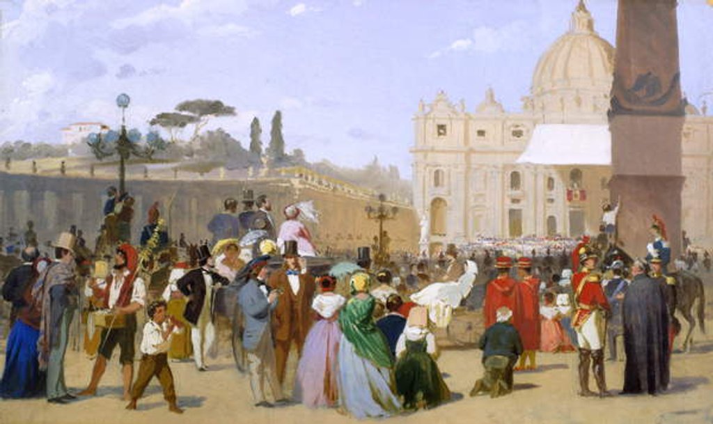 Detail of Blessing of Pius IX from the balcony of St. Peter's, c.1846-78 by Italian School