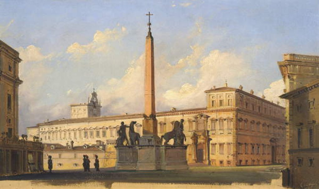Detail of Piazza del Quirinale, 1847 by Ippolito Caffi