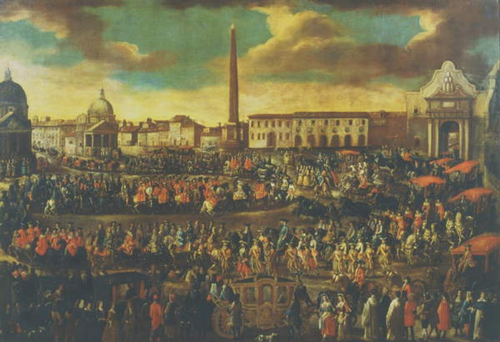 Detail of The Entry of an ambassador to Rome, Pizza del Popolo by Italian School