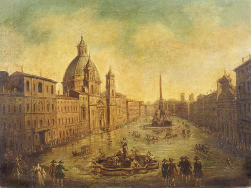 Detail of Piazza Navona Flooded by Italian School