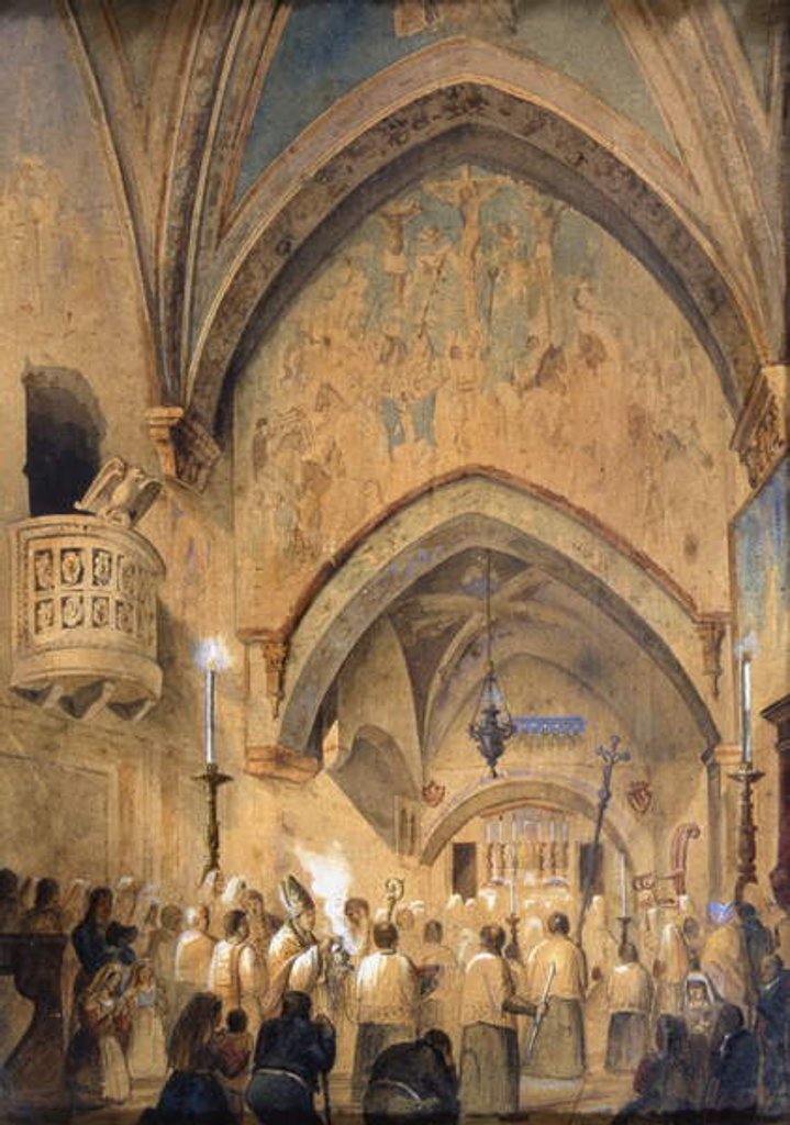 Detail of Interior of the Sacro Speco, Subiaco, Italy by Italian School