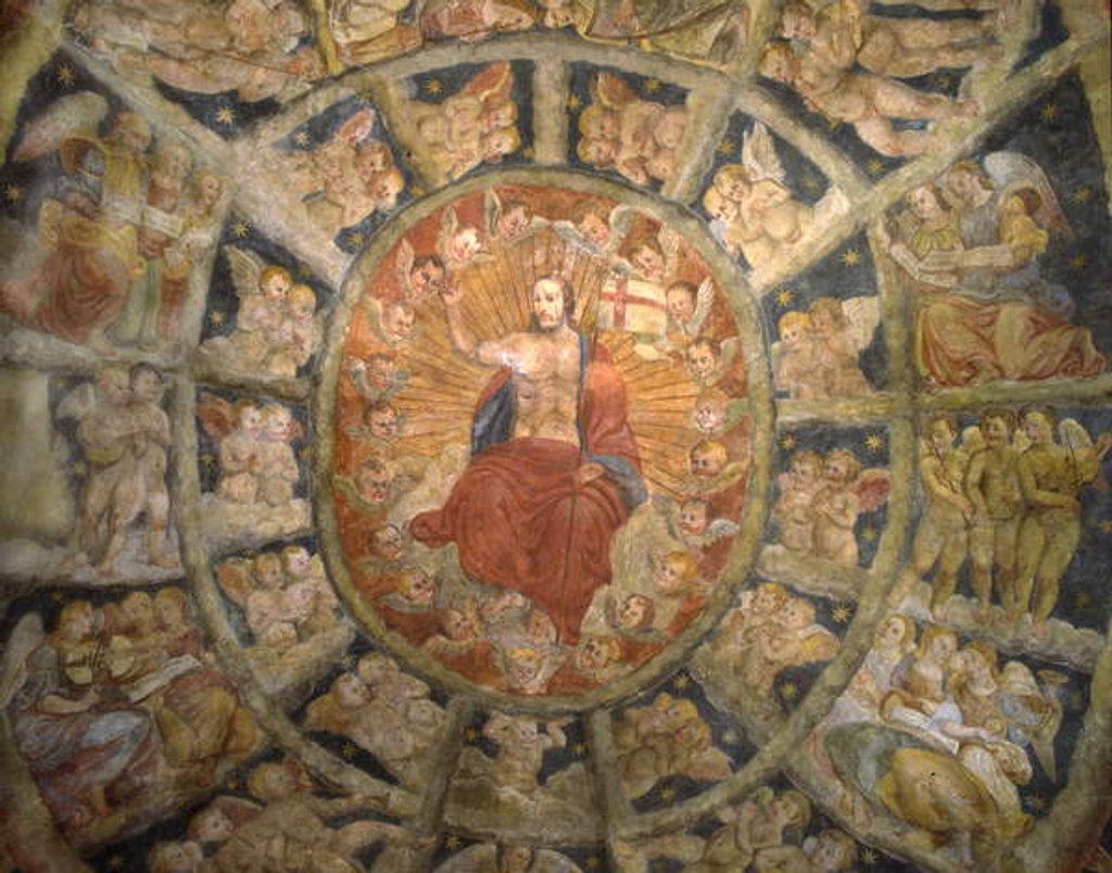 Detail of Ceiling of the Sanctuary of Philippa Mareri, Borgo San Pietro, Italy by School Italian