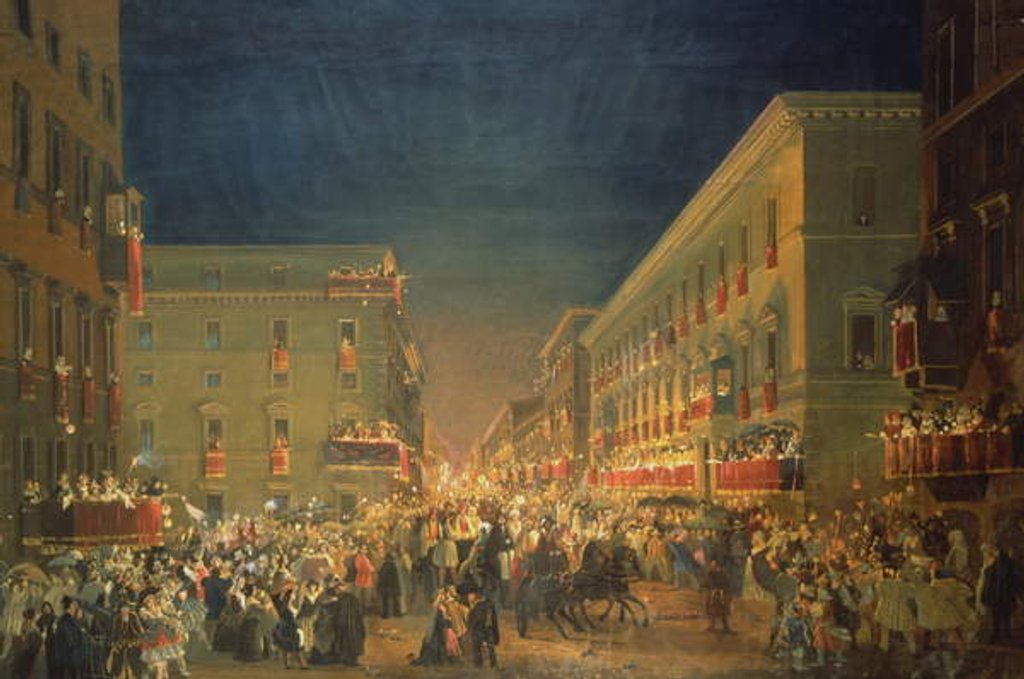 Detail of Feast of Moccoletti by Ippolito Caffi