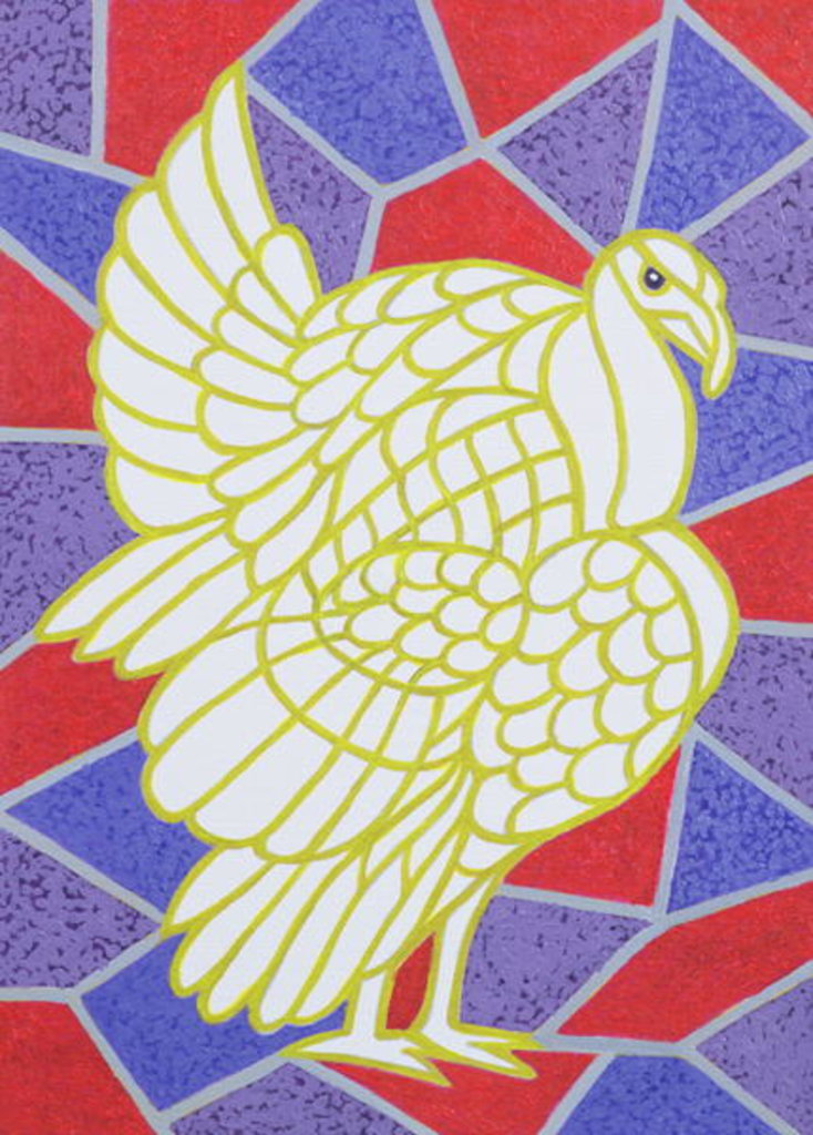 Detail of Turkey on Stained Glass by Pat Scott