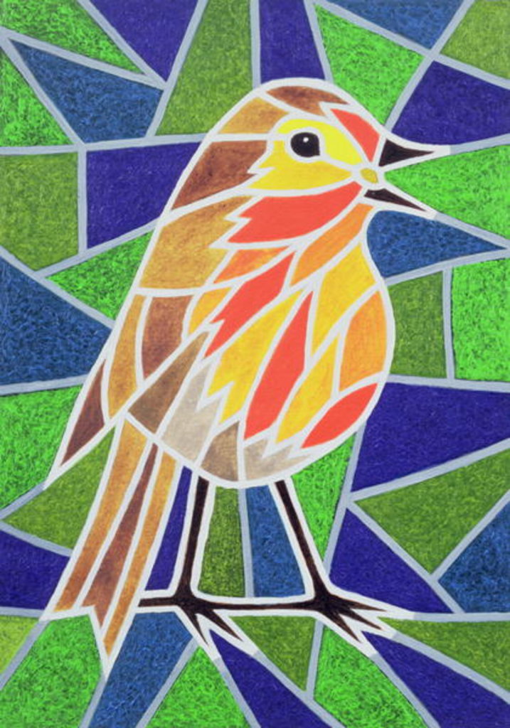 Detail of Robin on Stained Glass by Pat Scott