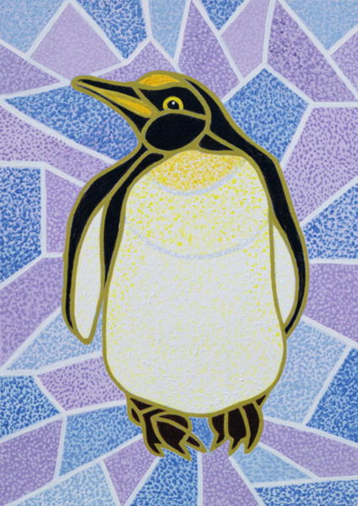 Detail of Penguin on Stained Glass by Pat Scott