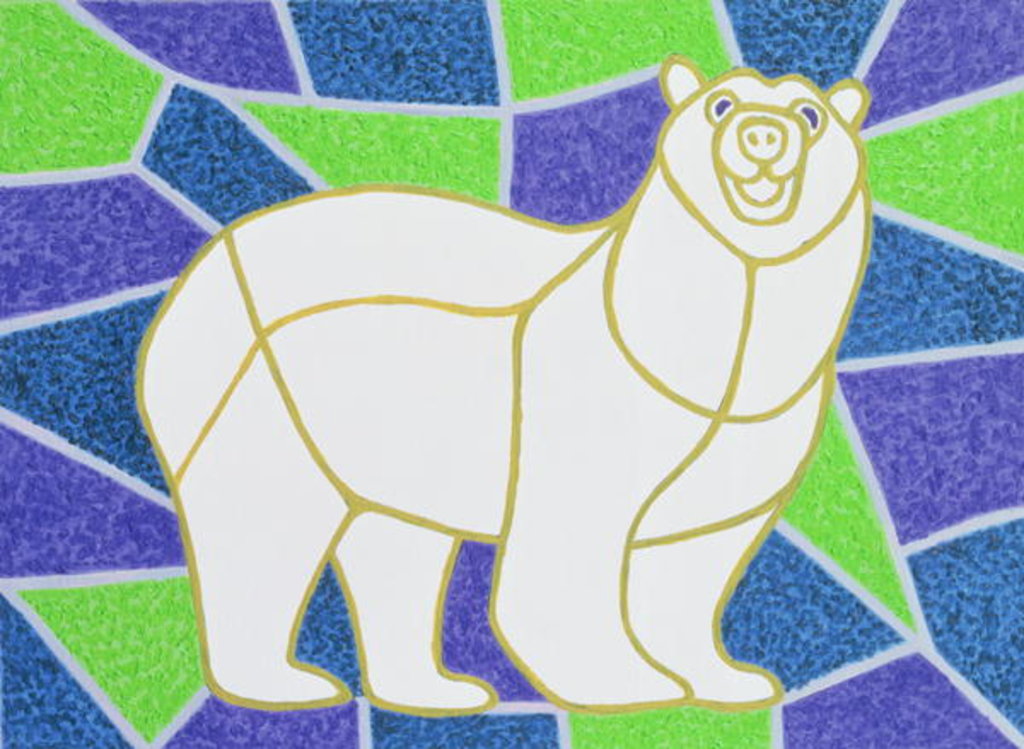 Detail of Polar Bear on Stained Glass by Pat Scott