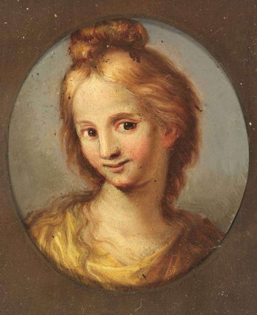 Detail of Head of a girl in a yellow dress by School Continental