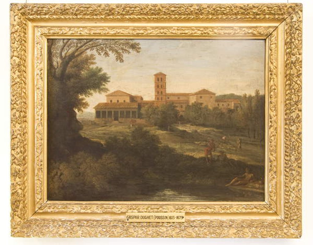 Detail of Classical Landscape with a Man Driving a Flock of Sheep by Gaspard Poussin Dughet