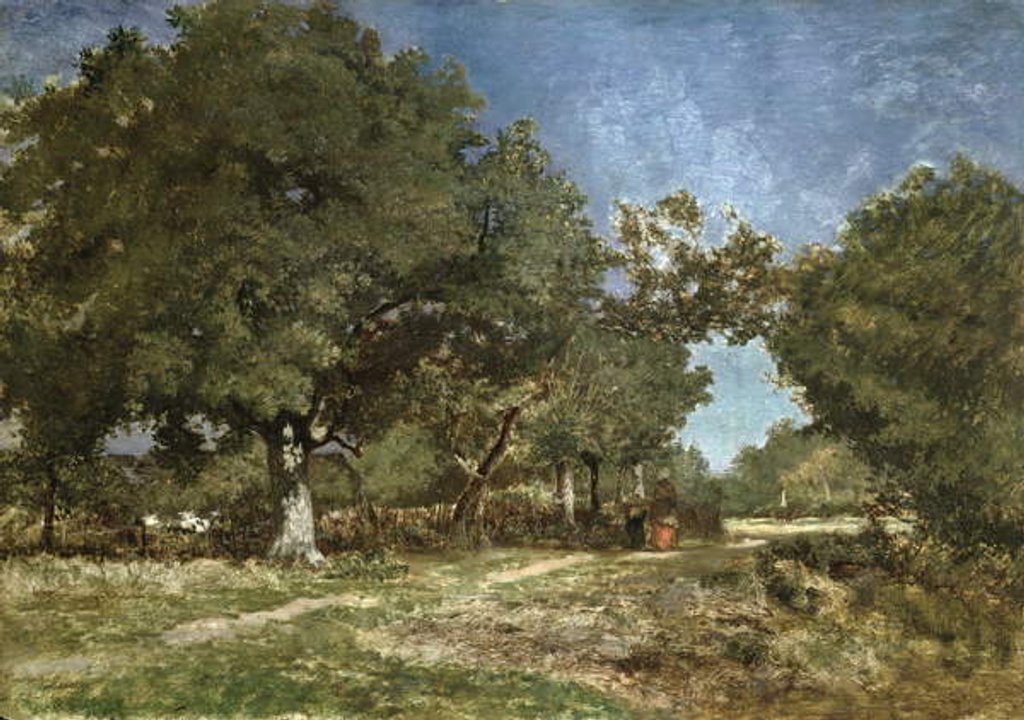 Detail of Landscape with a Path Leading to the Etang a la Dame by Constant-Emile Troyon
