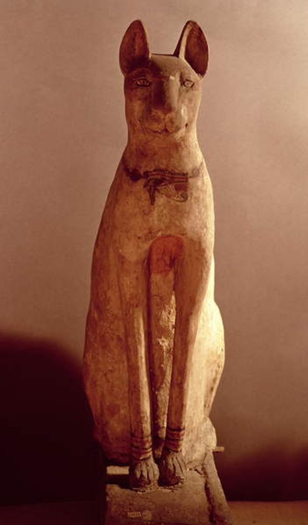 Detail of Coffin of a cat protected by the goddess Bastet by Egyptian Egyptian