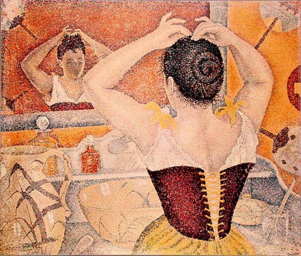 Detail of Woman at her toilette wearing a purple corset, 1893 by Paul Signac