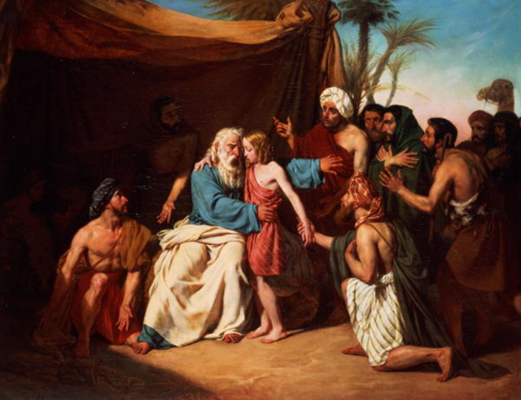 Detail of Jacob refusing to release Benjamin, 1829 by Adolphe Roger