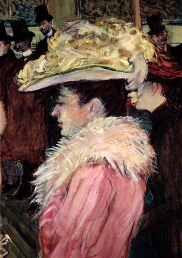 Detail of The Dance of the Moulin Rouge: detail of an elegant woman dressed in pink, 1889-90 by Henri de Toulouse-Lautrec