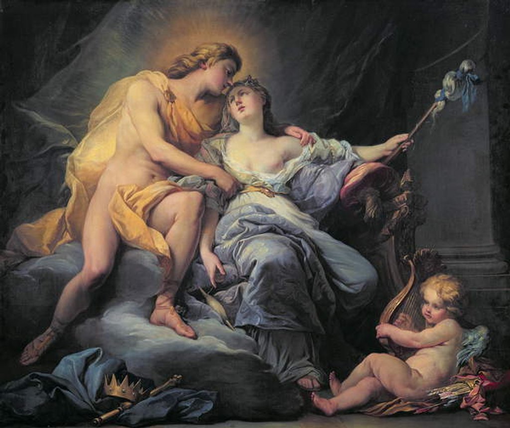 Detail of Apollo caressing the nymph Leucothea by Antoine Boizot or Boyzot