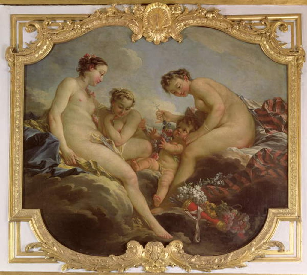 Detail of The Three Graces, decorative panel from the Bedroom of the Princess of Rohan, c.1735-40 by Francois Boucher
